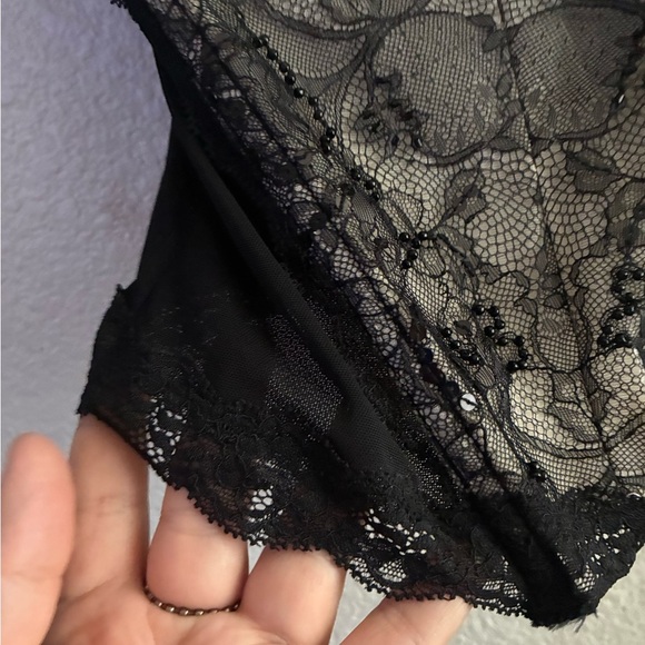 H&M Beaded Black Lace Bustier Bra Corset Top 6 - Picture 4 of 13